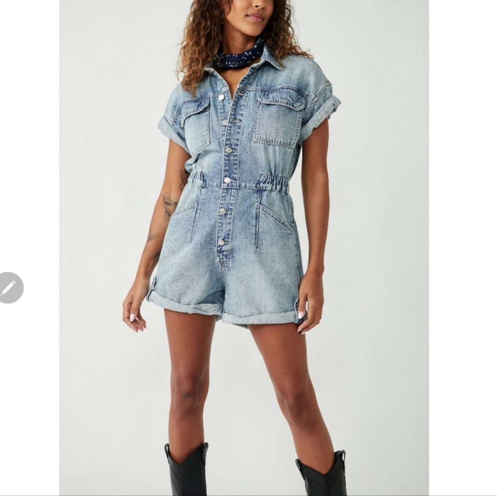 Free People Marci Cuffed Shortalls / Marrakesh